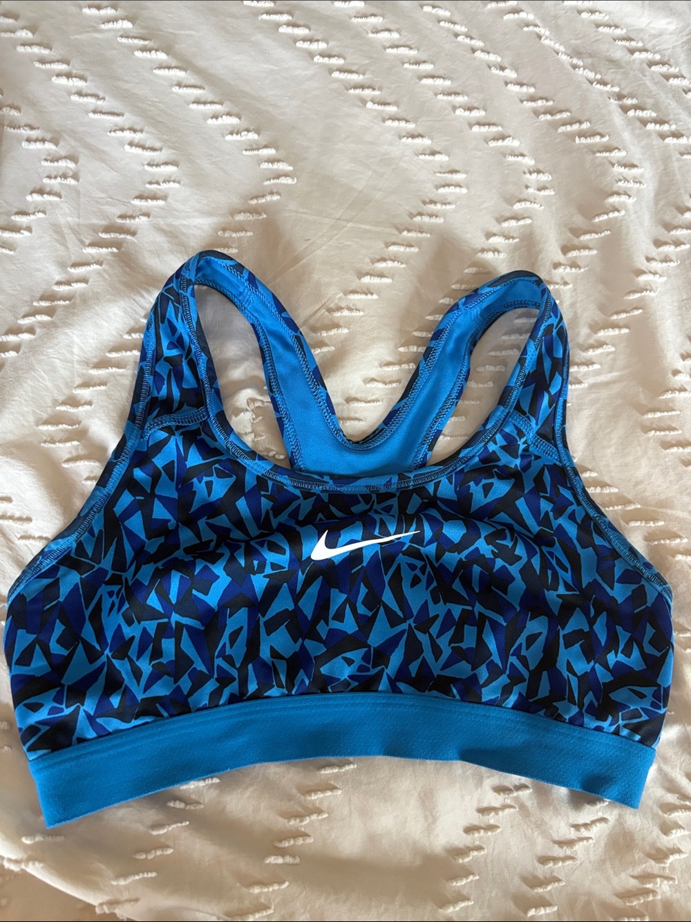 Nike Blue Geometric Medium-Impact Sports Bra